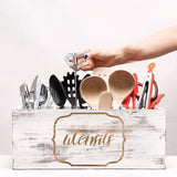 Maxbell Wooden Cutlery Holder Flatware Organizer for Restaurant Counters Dining Room White