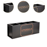 Maxbell Wooden Cutlery Holder Flatware Organizer for Restaurant Counters Dining Room Black