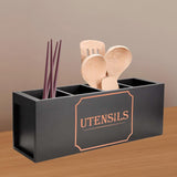 Maxbell Wooden Cutlery Holder Flatware Organizer for Restaurant Counters Dining Room Black