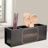 Maxbell Wooden Cutlery Holder Flatware Organizer for Restaurant Counters Dining Room Black
