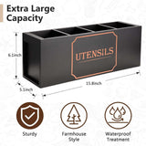 Maxbell Wooden Cutlery Holder Flatware Organizer for Restaurant Counters Dining Room Black