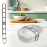 Maxbell Lid Latch for Crock Band Silicone Lid Latch Strap for Casserole Dish Pan Gray