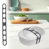 Maxbell Lid Latch for Crock Band Silicone Lid Latch Strap for Casserole Dish Pan Black