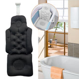Maxbell Full Body Bath Pillow Polyester Back Support Waterproof Sturdy Shower Pillow Black