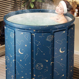 Maxbell Foldable Bathtub with Cushion and Drain Lightweight SPA Bath for Kids Adults blue