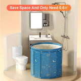 Maxbell Foldable Bathtub with Cushion and Drain Lightweight SPA Bath for Kids Adults blue