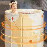 Maxbell Foldable Bathtub with Cushion and Drain Lightweight SPA Bath for Kids Adults yellow