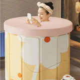 Maxbell Foldable Bathtub with Cushion and Drain Lightweight SPA Bath for Kids Adults yellow