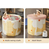 Maxbell Foldable Bathtub with Cushion and Drain Lightweight SPA Bath for Kids Adults yellow