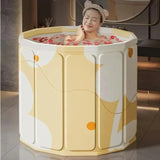 Maxbell Foldable Bathtub with Cushion and Drain Lightweight SPA Bath for Kids Adults yellow