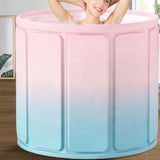 Maxbell Foldable Bathtub PVC Space Saving Storage for Camping Home Portable Bath Tub pink blue