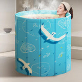 Maxbell Foldable Bathtub PVC Space Saving Storage for Camping Home Portable Bath Tub blue
