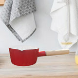 Maxbell Enamel Milk Pot Heating Milk Lightweight 1000ml 14cm Flat Breakfast Pot