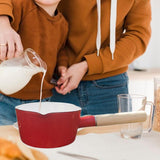 Maxbell Enamel Milk Pot Heating Milk Lightweight 1000ml 14cm Flat Breakfast Pot