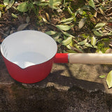 Maxbell Enamel Milk Pot Heating Milk Lightweight 1000ml 14cm Flat Breakfast Pot