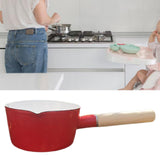 Maxbell Enamel Milk Pot Heating Milk Lightweight 1000ml 14cm Flat Breakfast Pot