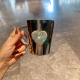 Maxbell Stainless Steel Mug for Women Creative Decorative with Large Handle Milk Cup
