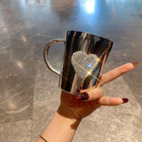 Maxbell Stainless Steel Mug for Women Creative Decorative with Large Handle Milk Cup