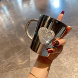 Maxbell Stainless Steel Mug for Women Creative Decorative with Large Handle Milk Cup
