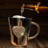 Maxbell Stainless Steel Mug for Women Creative Decorative with Large Handle Milk Cup