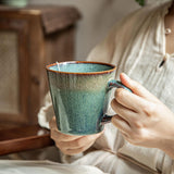 Maxbell Ceramic Coffee Mug 480ml Porcelain Milk Tea Cup for Hotel Birthday Gift Home Green