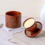 Maxbell Butter Crock Antique with Lid Butter Pot for Fresh Spreadable Butter Counter