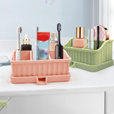 Maxbell Toothbrush Holder Multifunctional Makeup Storage Box Detachable for Bathroom Pink