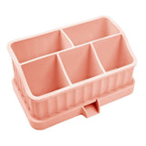 Maxbell Toothbrush Holder Multifunctional Makeup Storage Box Detachable for Bathroom Pink