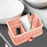 Maxbell Toothbrush Holder Multifunctional Makeup Storage Box Detachable for Bathroom Pink