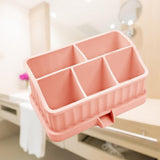 Maxbell Toothbrush Holder Multifunctional Makeup Storage Box Detachable for Bathroom Pink