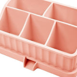 Maxbell Toothbrush Holder Multifunctional Makeup Storage Box Detachable for Bathroom Pink