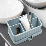 Maxbell Toothbrush Holder Multifunctional Makeup Storage Box Detachable for Bathroom Light Blue
