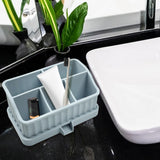 Maxbell Toothbrush Holder Multifunctional Makeup Storage Box Detachable for Bathroom Light Blue