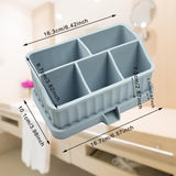 Maxbell Toothbrush Holder Multifunctional Makeup Storage Box Detachable for Bathroom Light Blue