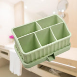Maxbell Toothbrush Holder Multifunctional Makeup Storage Box Detachable for Bathroom Green