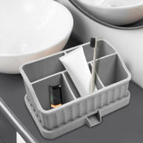 Maxbell Toothbrush Holder Multifunctional Makeup Storage Box Detachable for Bathroom Light Gray