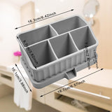 Maxbell Toothbrush Holder Multifunctional Makeup Storage Box Detachable for Bathroom Light Gray
