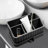 Maxbell Toothbrush Holder Multifunctional Makeup Storage Box Detachable for Bathroom Black