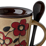 Maxbell Ceramic Coffee Cup Matching Lid and Spoon Latte Mug for Tea Juice Restaurant Coffee