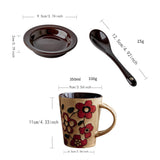 Maxbell Ceramic Coffee Cup Matching Lid and Spoon Latte Mug for Tea Juice Restaurant Coffee