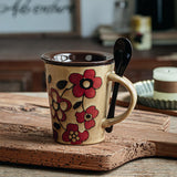 Maxbell Ceramic Coffee Cup Matching Lid and Spoon Latte Mug for Tea Juice Restaurant Coffee