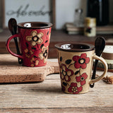 Maxbell Ceramic Coffee Cup Matching Lid and Spoon Latte Mug for Tea Juice Restaurant Coffee