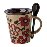 Maxbell Ceramic Coffee Cup Matching Lid and Spoon Latte Mug for Tea Juice Restaurant Coffee