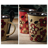Maxbell Ceramic Coffee Cup Matching Lid and Spoon Latte Mug for Tea Juice Restaurant Coffee