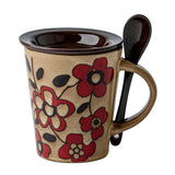 Maxbell Ceramic Coffee Cup Matching Lid and Spoon Latte Mug for Tea Juice Restaurant Coffee