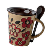 Maxbell Ceramic Coffee Cup Matching Lid and Spoon Latte Mug for Tea Juice Restaurant Coffee