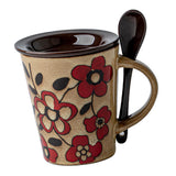 Maxbell Ceramic Coffee Cup Matching Lid and Spoon Latte Mug for Tea Juice Restaurant Coffee