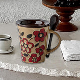 Maxbell Ceramic Coffee Cup Matching Lid and Spoon Latte Mug for Tea Juice Restaurant Coffee
