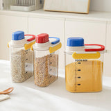 Maxbell Rice Bucket 2.7L Transparent Cereal Container for Kitchen Organization Sugar Red Handle