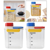 Maxbell Rice Bucket 2.7L Transparent Cereal Container for Kitchen Organization Sugar Red Handle